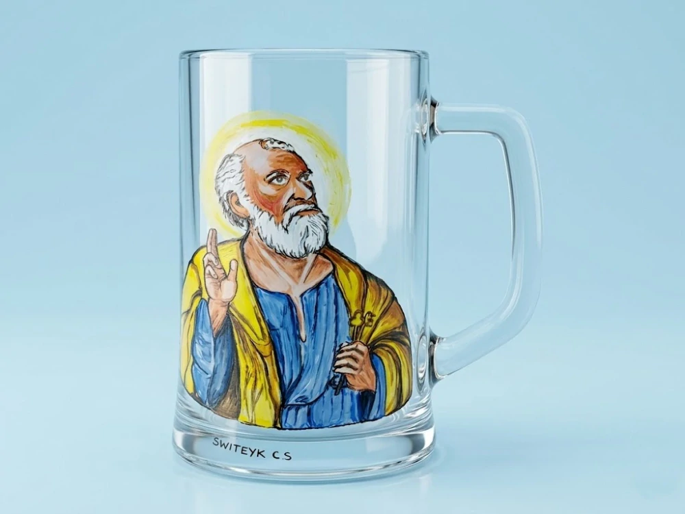 Portrét - sklenice na pivo SV. PETR / PATRON RYBÁŘŮ V ČECHÁCH