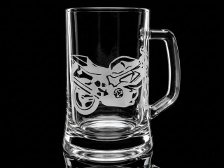 Sklenice na pivo s uchem motiv SPORTOVNÍ MOTORKA II