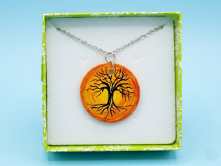 Skleněný amulet  STROM ŽIVOTA / ZÁPAD SLUNCE