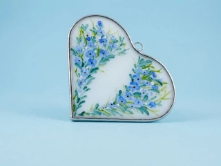 Malované skleněné srdce POMNĚNKY B