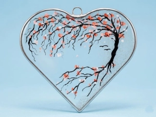 Malované skleněné srdce JARO